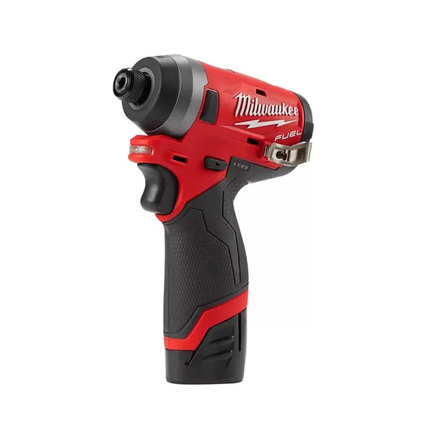 Milwaukee M12 12-Volt Lithium-Ion Cordless 3/8 in. Ratchet & FUEL 1/4 in. Impact Driver Combo Kit with (1) 2.0Ah Battery & Charger