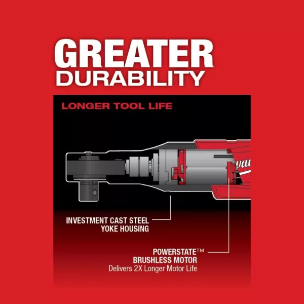 Milwaukee M12 FUEL 12-Volt Lithium-Ion Brushless Cordless 1/2 in. Ratchet Kit W/ (2) 2.0Ah Batteries, Charger & Tool Bag