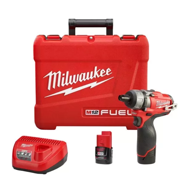 Milwaukee M12 FUEL 12-Volt Lithium-Ion Brushless Cordless 1/4 in. Hex 2-Speed Screwdriver Kit W/(2) 2.0h Batteries & Hard Case