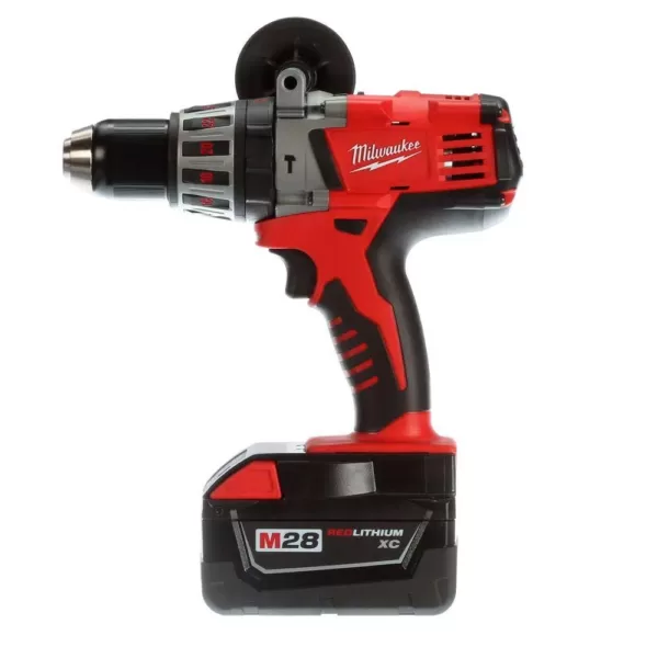 Milwaukee M28 28-Volt Lithium-Ion Cordless 1/2 in. Hammer Drill Kit with Two 3.0Ah Batteries and Charger