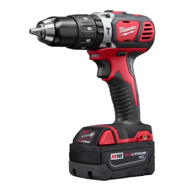 Milwaukee M18 Lithium-Ion 1/2 in. Cordless Hammer Drill Driver Kit with Free M18 4.0 Ah Extended Capacity Battery