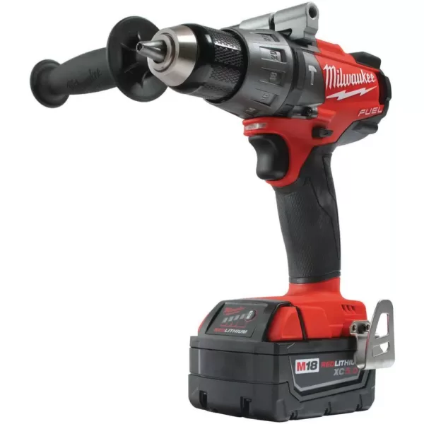 Milwaukee M18 FUEL 18-Volt Lithium-Ion Brushless Cordless 1/2 in. Hammer Drill/Driver w/ (2) 5.0Ah Batteries, Charger, Hard Case