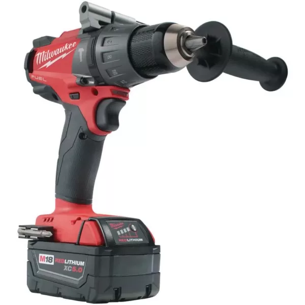 Milwaukee M18 FUEL 18-Volt Lithium-Ion Brushless Cordless 1/2 in. Hammer Drill/Driver w/ (2) 5.0Ah Batteries, Charger, Hard Case