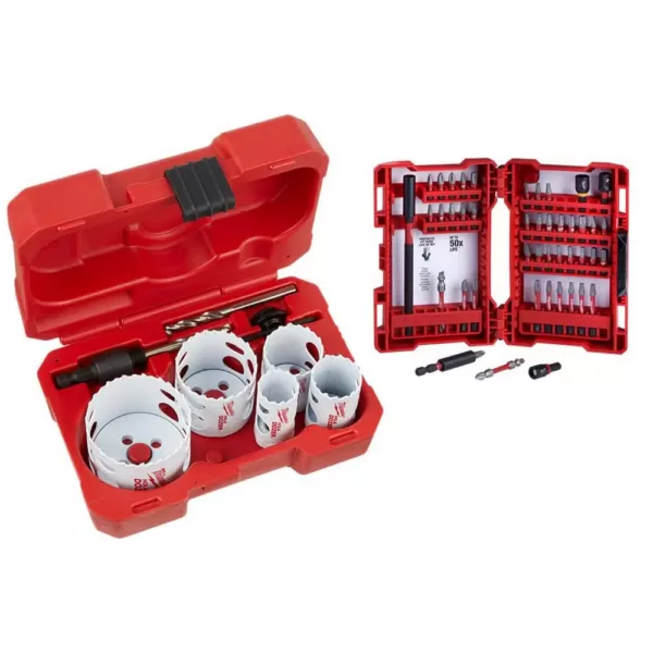 Milwaukee Hole Dozer General Purpose Bi-Metal Hole Saw Set (9-Piece) with SHOCKWAVE Impact Duty Steel Driver Bit Set (45-Piece)