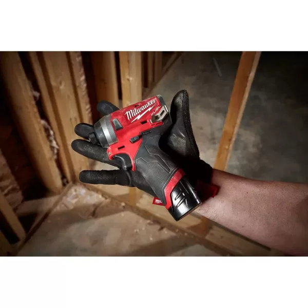 Milwaukee M12 FUEL 12-Volt Lithium-Ion Brushless Cordless 1/4 in. Hex Impact Driver Kit w/Two 2.0Ah Batteries, Charger&Hard Case