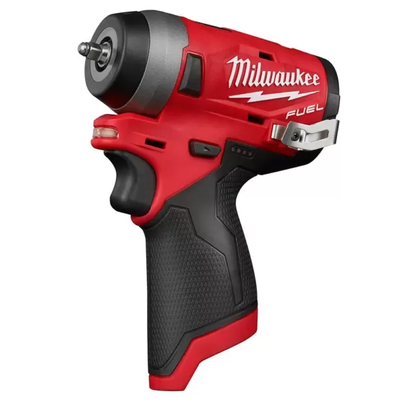 Milwaukee M12 FUEL 12-Volt Lithium-Ion Brushless Cordless Stubby 1/4 in. and 1/2 in. Impact Wrenches with two 3.0 Ah Batteries