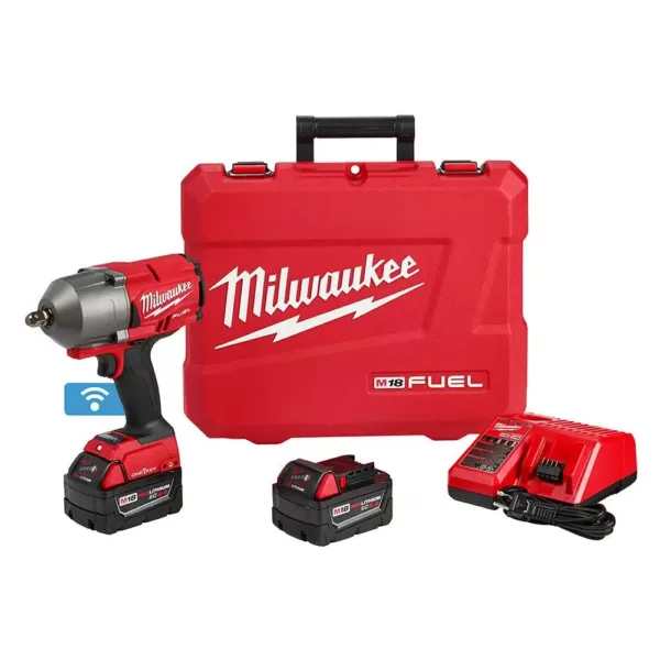 Milwaukee M18 FUEL ONE-KEY 18-Volt Lithium-Ion Brushless Cordless 1/2 in. Impact Wrench w/ Pin Detent Kit w/(2) 5.0Ah Batteries