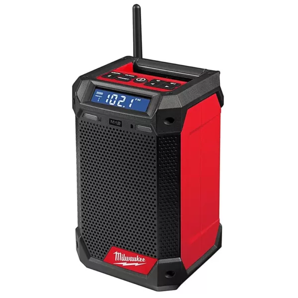 Milwaukee M12 12-Volt Lithium-Ion Cordless Bluetooth/AM/FM Jobsite Radio with Charger with M12 2.0Ah Battery