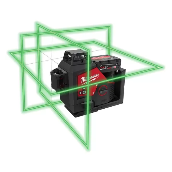 Milwaukee M12 12-Volt Lithium-Ion Cordless Green 250 ft. 3-Plane Laser Level Kit with One 4.0 Ah Battery, Charger and Case