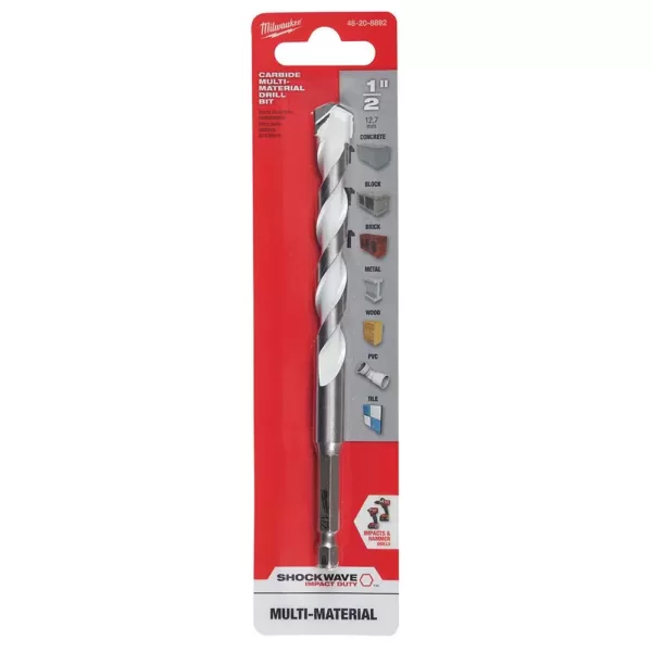 Milwaukee 1/2 in. x 4 in. x 6 in. SHOCKWAVE Carbide Multi-Material Drill Bit