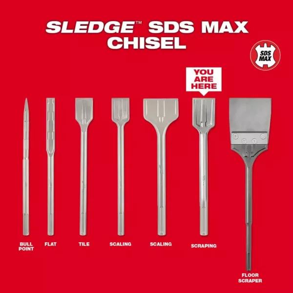 Milwaukee 2 in. x 12 in. SDS-Max SLEDGE Steel Demo Scraping Chisel