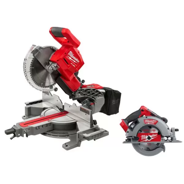 Milwaukee M18 FUEL 18-Volt Lithium-Ion Brushless 10 in. Cordless Dual Bevel Sliding Compound Miter Saw with 7-1/4 in. Circular Saw