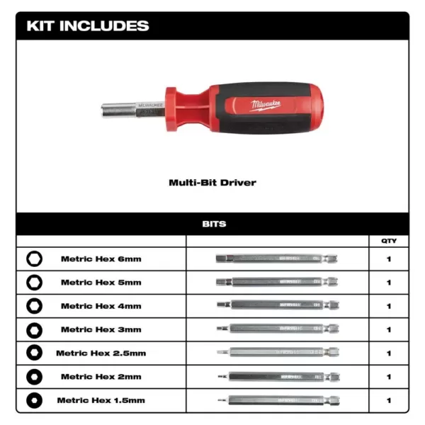 Milwaukee 9-in-1 Metric Hex/Key Drive Multi-Bit Screwdriver