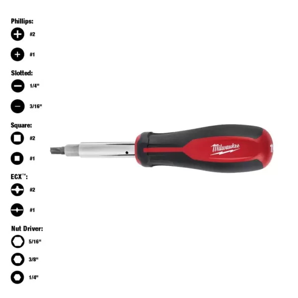 Milwaukee 11-in-1 Multi-Tip Screwdriver with ECX Driver Bits