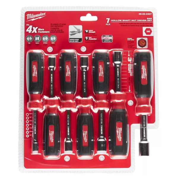 Milwaukee SAE Hollow Shaft Nut Driver Set (7-Piece)