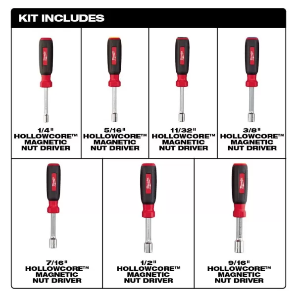 Milwaukee SAE HollowCore Nut Driver Set (7-Piece)