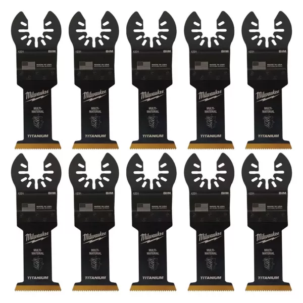 Milwaukee 1-3/8 in. Titanium Bi-Metal Universal Fit Wood and Metal Cutting Oscillating Multi-Tool Blade (10-Pack)