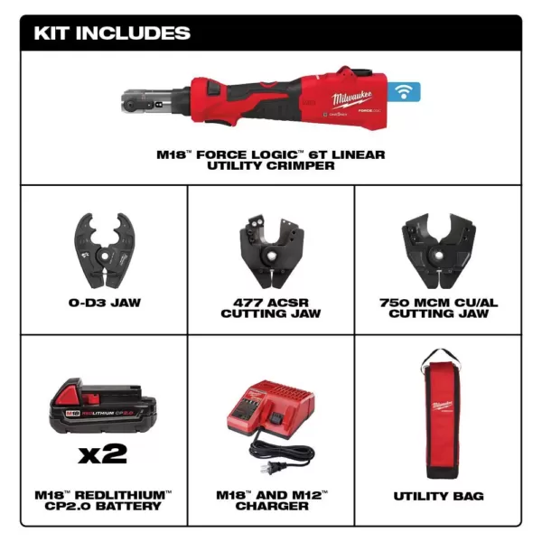 Milwaukee M18 18-Volt Lithium-Ion Cordless FORCE LOGIC 6-Ton Utility Crimping Kit with O-D3 Jaw