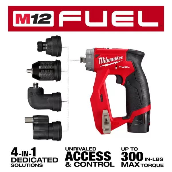 Milwaukee M12 FUEL 12-Volt Lithium-Ion Brushless Cordless 4-in-1 Installation 3/8 in. Drill Driver Kit W/ M12 Flood Light