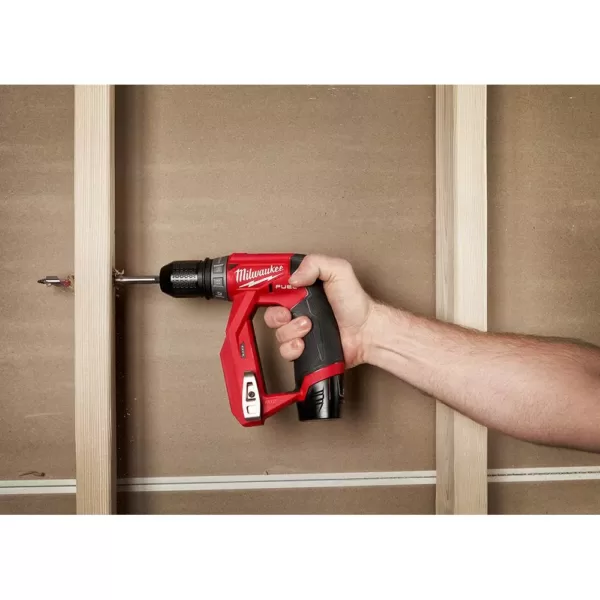 Milwaukee M12 FUEL 12-Volt Lithium-Ion Brushless Cordless 4-in-1 Installation 3/8 in. Drill Driver Kit W/ Bonus 2.0Ah Battery