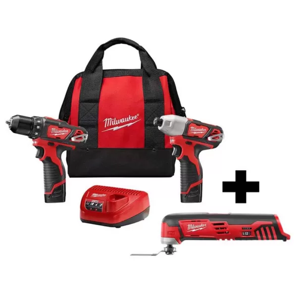 Milwaukee M12 12-Volt Lithium-Ion Cordless Drill Driver/Impact Driver Combo Kit (2-Tool) W/  M12 Oscillating Multi-Tool