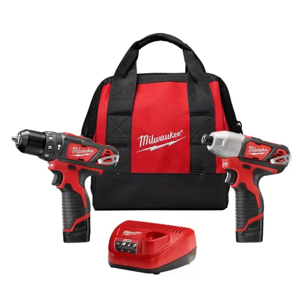 Milwaukee M12 12-Volt Lithium-Ion Cordless Hammer Drill/Impact Driver Combo Kit (2-Tool) with (2) 1.5Ah Batteries, Charger & Bag