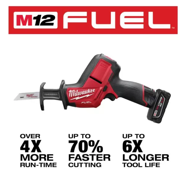 Milwaukee M12 FUEL 12-Volt Lithium-Ion Brushless Cordless Hackzall and Impact Driver Combo Kit (2-Tool) with 2-Batteries and Bag