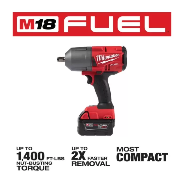 Milwaukee M18 FUEL 18-Volt Lithium-Ion Brushless Cordless 1/2 in. Impact Wrench with Friction Ring Kit with Free M18 Grease Gun