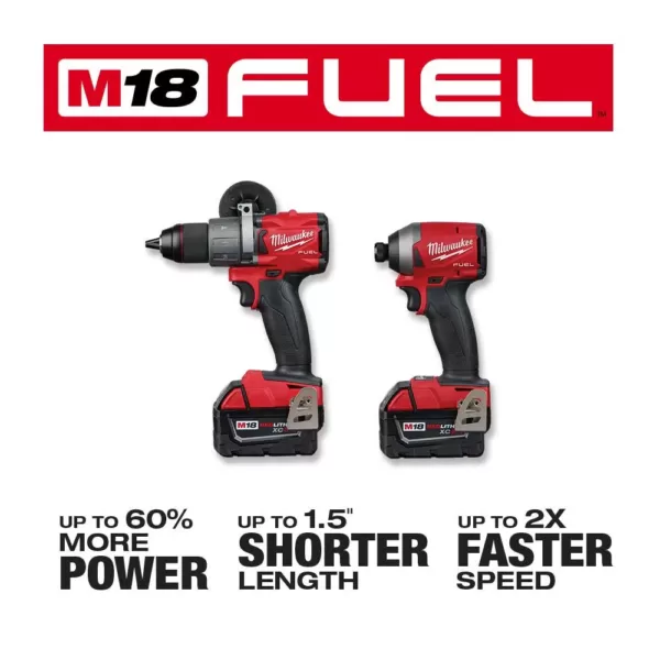 Milwaukee M18 FUEL 18-Volt Lithium-Ion Brushless Cordless Hammer Drill and Impact Driver Combo Kit (2-Tool) W/ Free 5.0Ah Battery