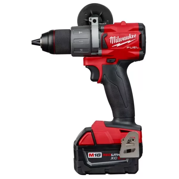 Milwaukee M18 FUEL 18-Volt Lithium-Ion Brushless Cordless Hammer Drill and Impact Driver Combo Kit (2-Tool) W/ Free 5.0Ah Battery