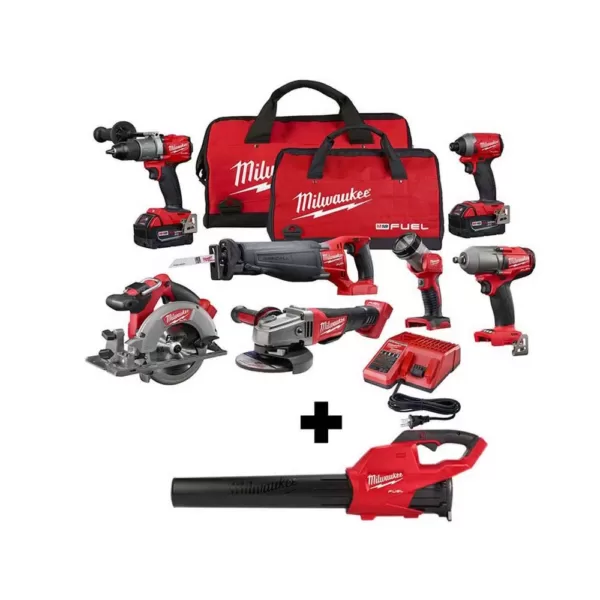 Milwaukee M18 FUEL 18-Volt Lithium-Ion Brushless Cordless Combo Kit (7-Tool) with M18 FUEL Handheld Blower