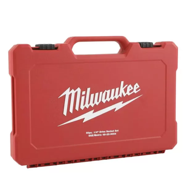 Milwaukee 1/4 in. Drive SAE/Metric Ratchet and Socket Mechanics Tool Set (50-Piece)