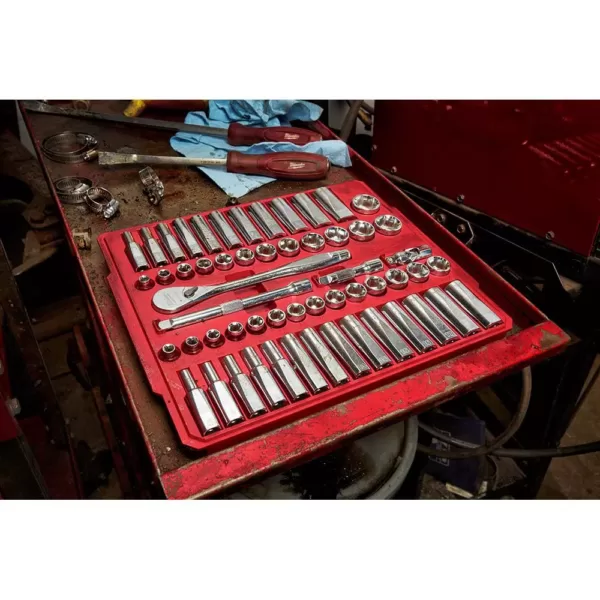 Milwaukee 3/8 in. Drive SAE/Metric Ratchet and Socket Mechanics Tool Set (56 piece) & Screwdriver Set (6 piece)