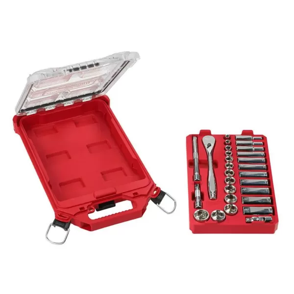 Milwaukee 3/8 in. Drive SAE/Metric Ratchet and Socket Mechanics Tool Set with PACKOUT Case (60-Piece)