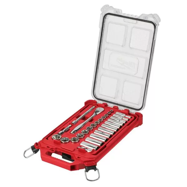 Milwaukee 3/8 in. Drive SAE/Metric Ratchet and Socket Mechanics Tool Set with PACKOUT Case (60-Piece)