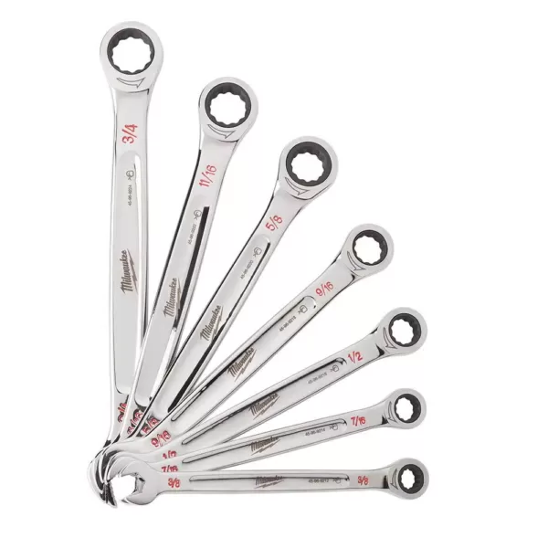 Milwaukee SAE Combination Ratcheting Wrench Mechanics Tool Set (7-Piece)