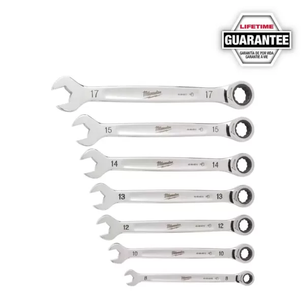 Milwaukee Metric Combination Ratcheting Wrench Mechanics Tool Set (7-Piece)