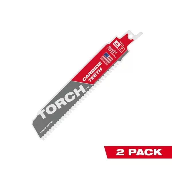 Milwaukee 6 in. 7 TPI TORCH Carbide Teeth Metal Cutting Sawzall Reciprocating Saw Blade (2 Pack)