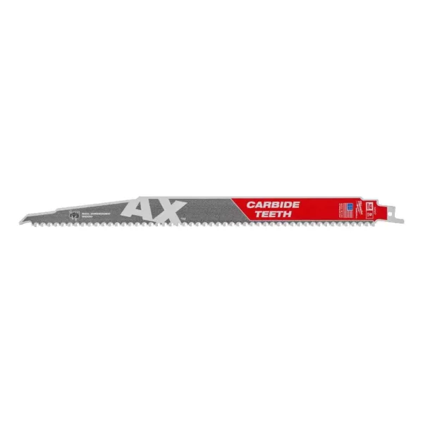 Milwaukee 12 in. 5 TPI AX Carbide Teeth Demo Nail Embedded Wood Cutting SAWZALL Reciprocating Saw Blade (1-Pack)