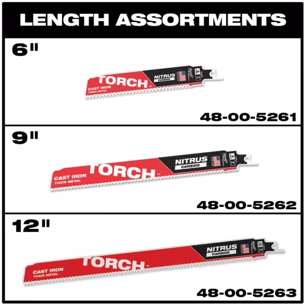 Milwaukee 12 in. 7 TPI TORCH Nitrus Carbide Teeth Metal Cutting SAWZALL Reciprocating Saw Blade (5-Pack)