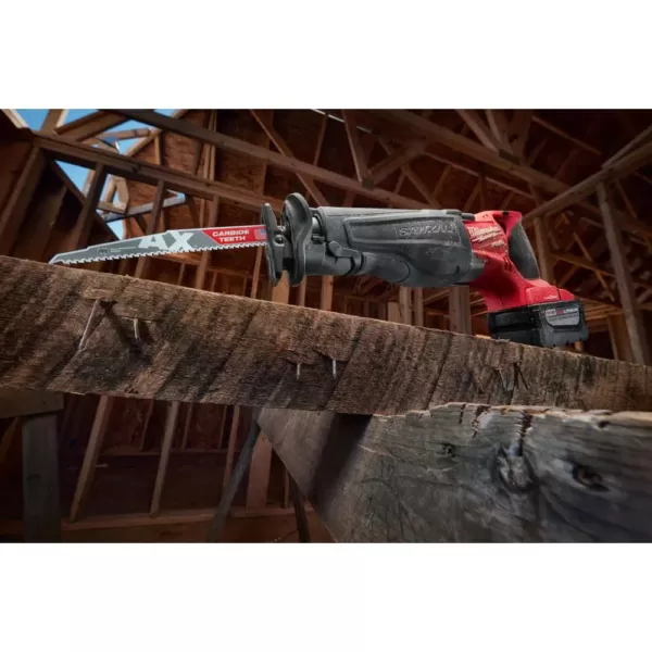 Milwaukee M18 FUEL 18-Volt Lithium-Ion Brushless Cordless Sawzall Reciprocating Saw Kit with Carbide Teeth The AX SAWZALL Blade