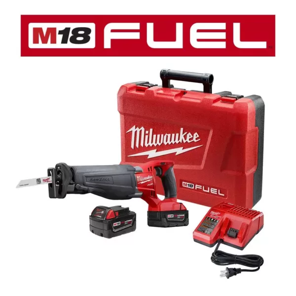 Milwaukee M18 FUEL 18-Volt Lithium-Ion Brushless Cordless SAWZALL Reciprocating Saw Kit W/(2) 5.0Ah Batteries, Charger & Hard Case