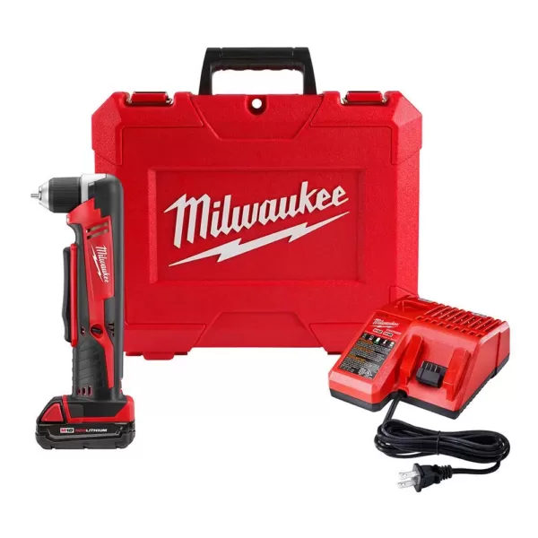 Milwaukee M18 18-Volt Lithium-Ion Cordless 3/8 in. Right Angle Drill Kit W/(1) 1.5Ah Batteries, Charger, Hard Case