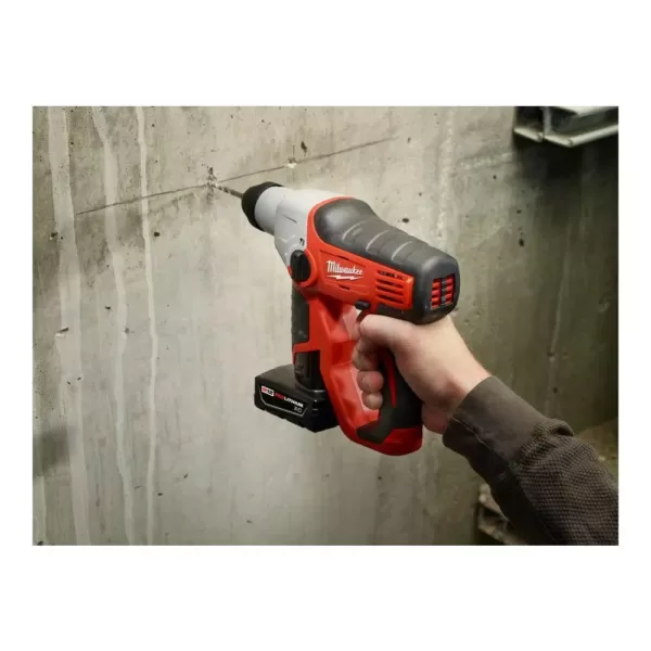 Milwaukee M12 12-Volt Lithium-Ion Cordless 1/2 in. SDS-Plus Rotary Hammer with (2) 3.0Ah Batteries, Charger & Case