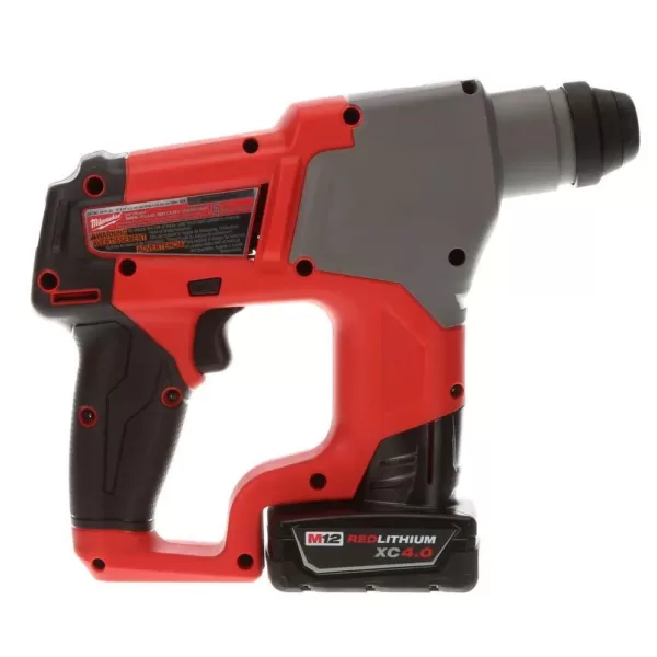 Milwaukee M12 FUEL 12-Volt Lithium-Ion 5/8 in. Brushless Cordless SDS-Plus Rotary Hammer Kit W/(2) 4.0h Batteries & Hard Case