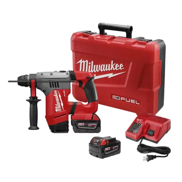 Milwaukee M18 FUEL 18-Volt Lithium-Ion Brushless Cordless 1-1/8 in. SDS-Plus Rotary Hammer w/(2) 5.0 Ah Batteries, Charger, Case