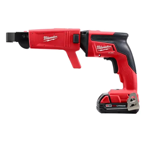 Milwaukee M18 FUEL 18-Volt Lithium-Ion Brushless Cordless Drywall Screw Gun Compact Kit with Collated Screw Gun Attachment