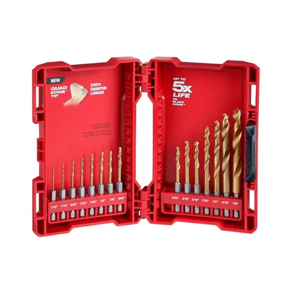 Milwaukee Shockwave Impact Duty Driver Bit Set (50-Piece) with Titanium Shockwave Drill Bit Kit (15-Piece)