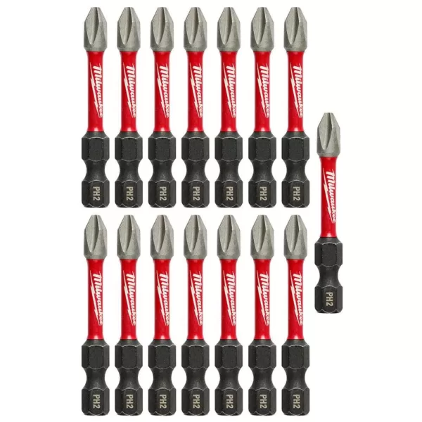 Milwaukee #2 Philips Shockwave 2 in. Impact Duty Steel Driver Bits (15-Pack)