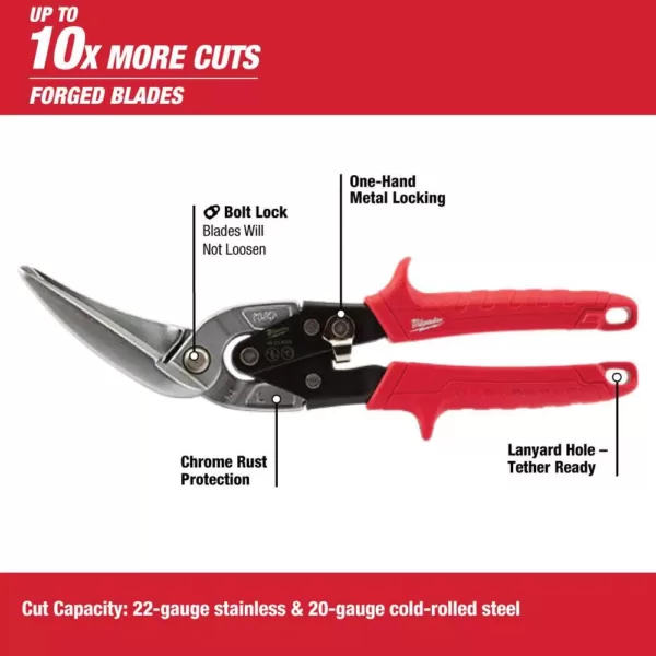 Milwaukee 11 in. Long Left-Cut Offset Snips